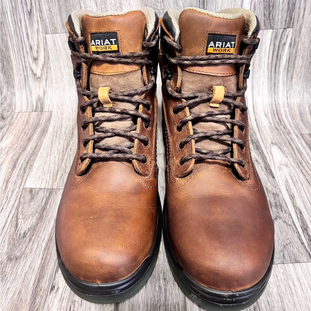 Ariat Men's Rich Brown Leather Turbo Waterproof Work Boots 11 EE